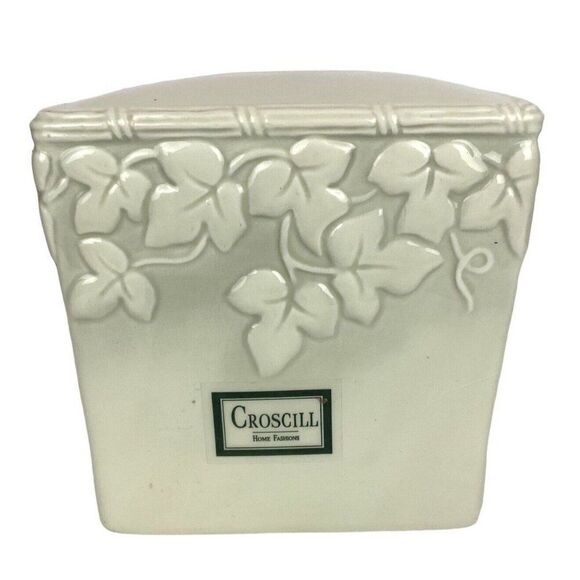 Croscill Scarborough Tissue Box Cover Ivy Leaves Heavy Square Bathroom Decor - Picture 2 of 6